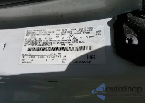 2020 Ford F250 Super Duty из США, поврежденный, VIN 1FTBF2A63LED50221